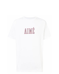 T-shirt à col rond imprimé blanc Aimé Leon Dore