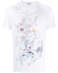 T-shirt à col rond imprimé blanc Alexander McQueen