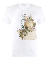 T-shirt à col rond imprimé blanc Alexander McQueen