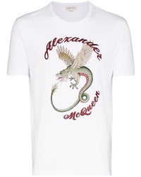 T-shirt à col rond imprimé blanc Alexander McQueen