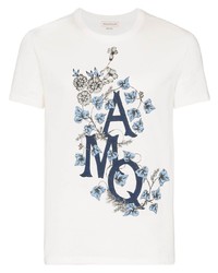 T-shirt à col rond imprimé blanc Alexander McQueen