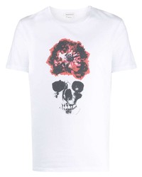 T-shirt à col rond imprimé blanc Alexander McQueen