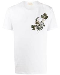 T-shirt à col rond imprimé blanc Alexander McQueen