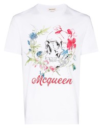 T-shirt à col rond imprimé blanc Alexander McQueen