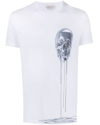 T-shirt à col rond imprimé blanc Alexander McQueen