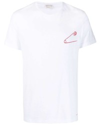 T-shirt à col rond imprimé blanc Alexander McQueen