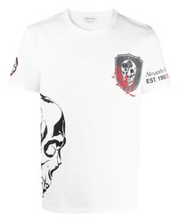 T-shirt à col rond imprimé blanc Alexander McQueen