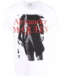 T-shirt à col rond imprimé blanc Alexander McQueen