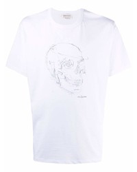 T-shirt à col rond imprimé blanc Alexander McQueen