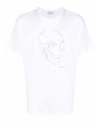 T-shirt à col rond imprimé blanc Alexander McQueen