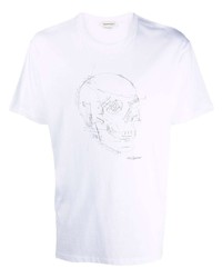 T-shirt à col rond imprimé blanc Alexander McQueen