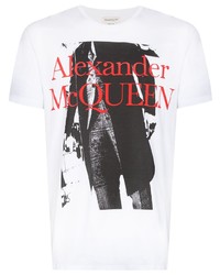 T-shirt à col rond imprimé blanc Alexander McQueen