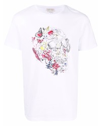 T-shirt à col rond imprimé blanc Alexander McQueen