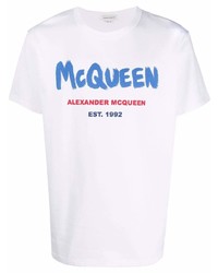 T-shirt à col rond imprimé blanc Alexander McQueen