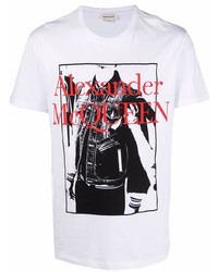 T-shirt à col rond imprimé blanc Alexander McQueen