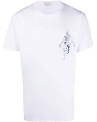 T-shirt à col rond imprimé blanc Alexander McQueen