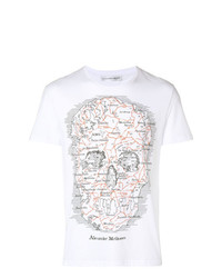 T-shirt à col rond imprimé blanc Alexander McQueen