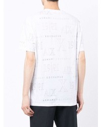 T-shirt à col rond imprimé blanc Armani Exchange