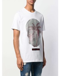 T-shirt à col rond imprimé blanc Philipp Plein