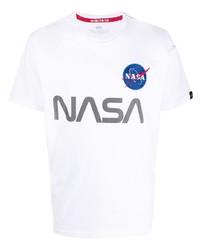 T-shirt à col rond imprimé blanc Alpha Industries
