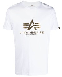 T-shirt à col rond imprimé blanc Alpha Industries