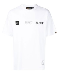 T-shirt à col rond imprimé blanc Alpha Industries