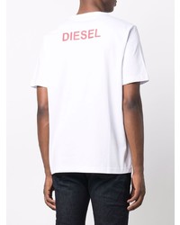 T-shirt à col rond imprimé blanc Diesel