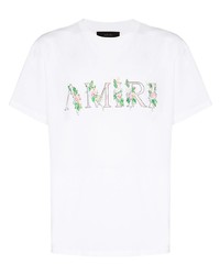 T-shirt à col rond imprimé blanc Amiri