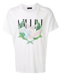 T-shirt à col rond imprimé blanc Amiri