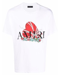 T-shirt à col rond imprimé blanc Amiri