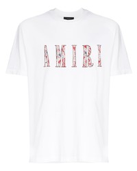 T-shirt à col rond imprimé blanc Amiri