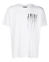 T-shirt à col rond imprimé blanc Amiri