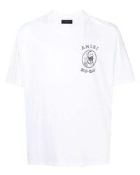 T-shirt à col rond imprimé blanc Amiri