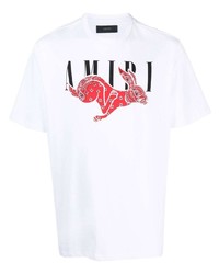 T-shirt à col rond imprimé blanc Amiri