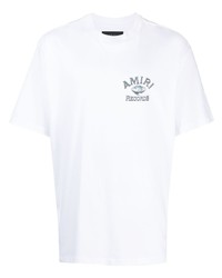 T-shirt à col rond imprimé blanc Amiri