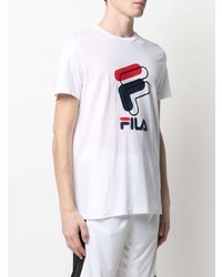 T-shirt à col rond imprimé blanc Fila