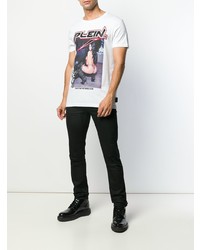 T-shirt à col rond imprimé blanc Philipp Plein