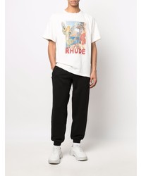 T-shirt à col rond imprimé blanc Rhude