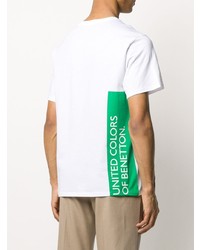 T-shirt à col rond imprimé blanc Benetton