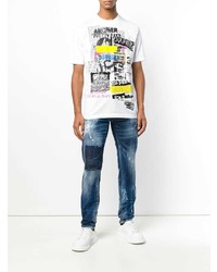 T-shirt à col rond imprimé blanc DSQUARED2