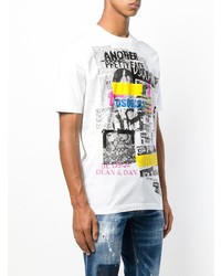 T-shirt à col rond imprimé blanc DSQUARED2