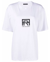T-shirt à col rond imprimé blanc Antonella Rizza