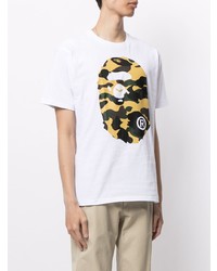 T-shirt à col rond imprimé blanc A Bathing Ape