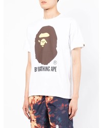 T-shirt à col rond imprimé blanc A Bathing Ape