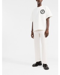 T-shirt à col rond imprimé blanc Jil Sander