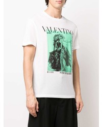 T-shirt à col rond imprimé blanc Valentino