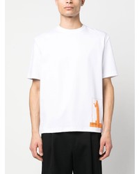 T-shirt à col rond imprimé blanc Lanvin