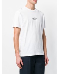 T-shirt à col rond imprimé blanc Stone Island