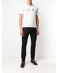 T-shirt à col rond imprimé blanc Saint Laurent