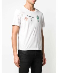 T-shirt à col rond imprimé blanc Saint Laurent